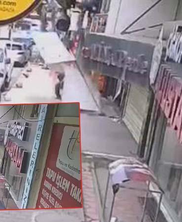 Gaziosmanpaşa’da takmaya çalıştığı tabelayla kaldırımda bekleyen kişinin üzerine düştü