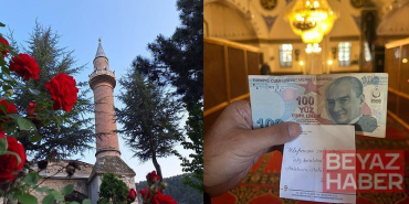 Camide namaz kılarken telefonunu şarj etti, not yazıp 100 TL bıraktı