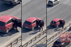 Çekmeköy’de tekmeli yol verme kavgası kamerada