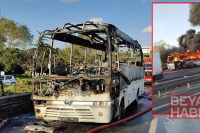 Bayrampaşa’da servis midibüsü alev alev yandı