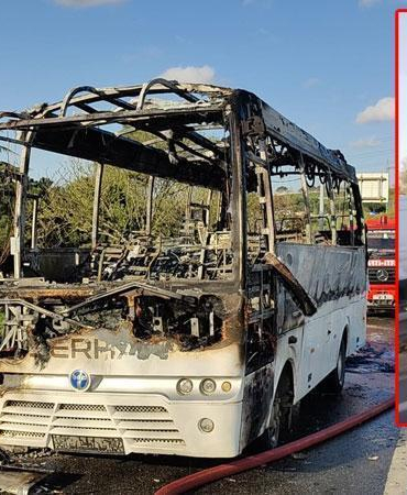 Bayrampaşa’da servis midibüsü alev alev yandı