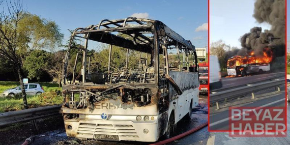 Bayrampaşa’da servis midibüsü alev alev yandı
