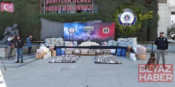 İstanbul’da uyuşturucu operasyonu: 89 şüpheli tutuklandı, ele geçirilenler sergilendi