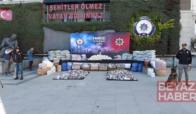 İstanbul’da uyuşturucu operasyonu: 89 şüpheli tutuklandı, ele geçirilenler sergilendi
