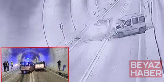Artvin’de tünelde 7 kişinin yaralandığı kaza kamerada