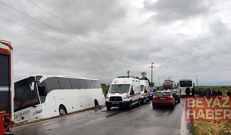 1 Mayıs kutlamalarına giden işçileri taşıyan otobüs yoldan çıktı; 1 yaralı