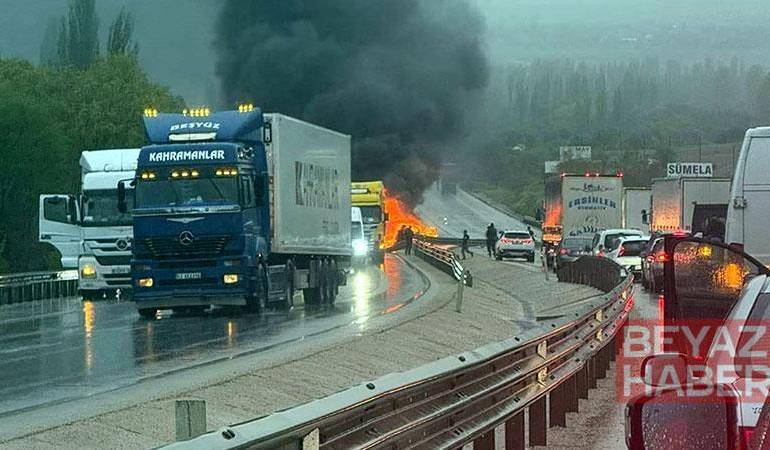 Bariyere çarpan otomobil alev alıp, yandı: 1 ölü, 1 yaralı