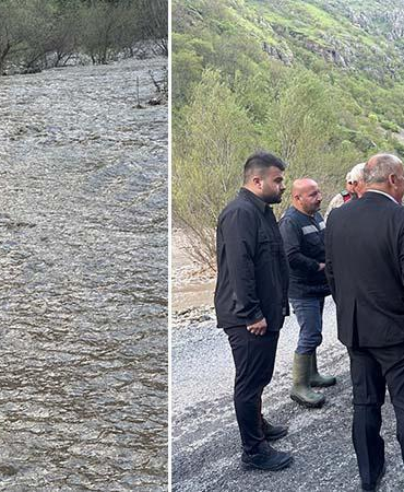 Kaval Deresi taştı, köy yolu ulaşıma kapandı