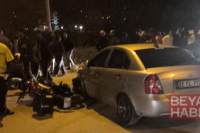 Otomobille motosiklet çarpıştı; 2 yaralı