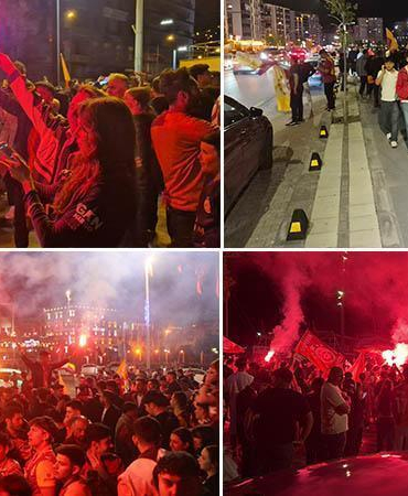 Galatasaray taraftarlarından coşkulu kutlama