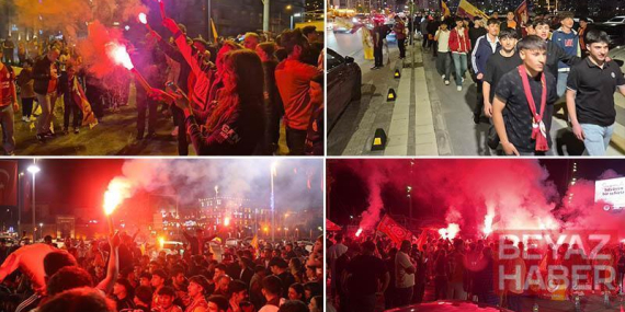 Galatasaray taraftarlarından coşkulu kutlama