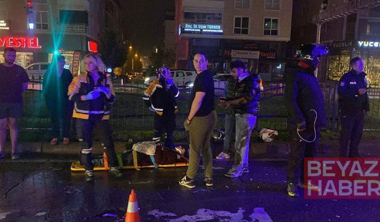 Devrilen motosikletteki 2 kişi yaralandı
