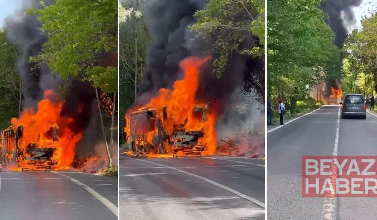 Sarıyer’de İETT otobüsü alev alev yandı; şoför 25 yolcuyu tahliye etti