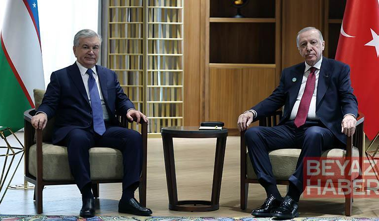 Cumhurbaşkanı Erdoğan, Özbekistan Cumhurbaşkanı Mirziyoyev ile görüştü