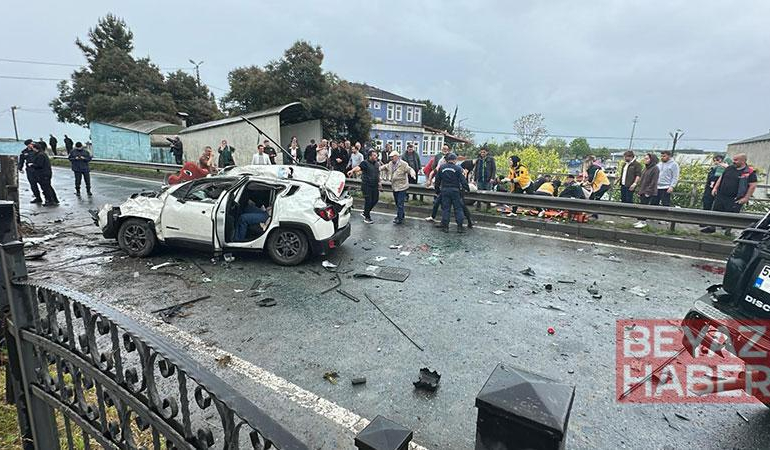 Takla atan cip, karşı şeritteki başka bir cipin üzerine düştü: 1 ölü, 7 yaralı