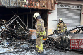 Şişli’de otomobil iş yerine girdi, yangın çıktı: 2 yaralı