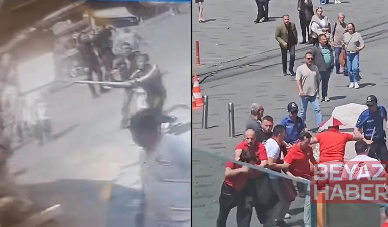 Taksim’de kazmayla esnafa saldırdılar; tekme tokat dayak yediler