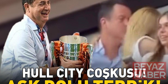 Hull City, Premier Lig'de! Acun Ilıcalı'ya eşi Ayça Çağla Altunkaya'dan aşk dolu 'tebrik' öpücüğü!