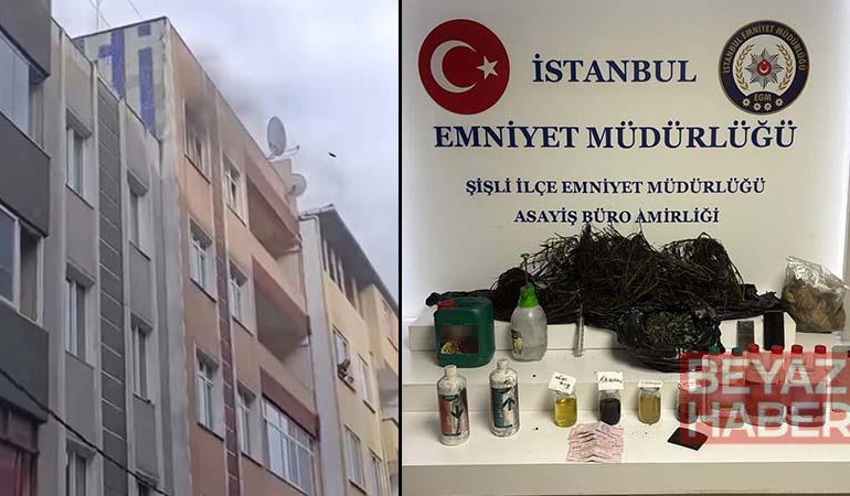 Şişli’de yangın ihbarına gittiler uyuşturucu serası buldular; değeri yarım milyon lira