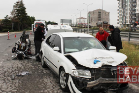 Kullandığı otomobil, eşinin mesai arkadaşının motosikletiyle çarpıştı: 1