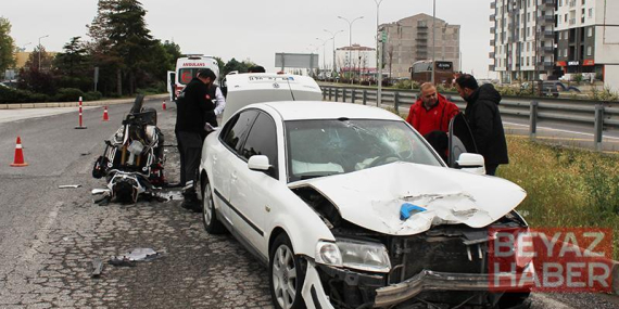 Kullandığı otomobil, eşinin mesai arkadaşının motosikletiyle çarpıştı: 1