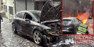 Beyoğlu’nda seyir halindeki otomobil alev alev yandı
