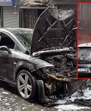 Beyoğlu’nda seyir halindeki otomobil alev alev yandı