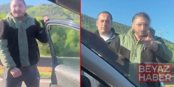 Otoyolda tartıştığı sürücüyü darbetti, o anlar kamerada