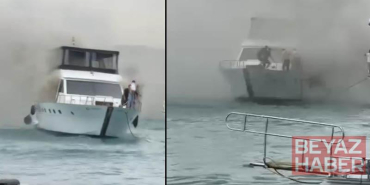 Bebek sahili açıklarında teknede yangın