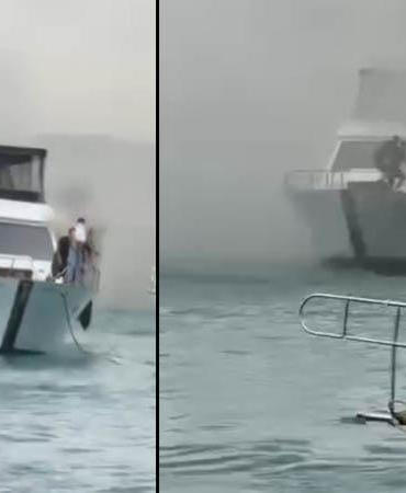Bebek sahili açıklarında teknede yangın