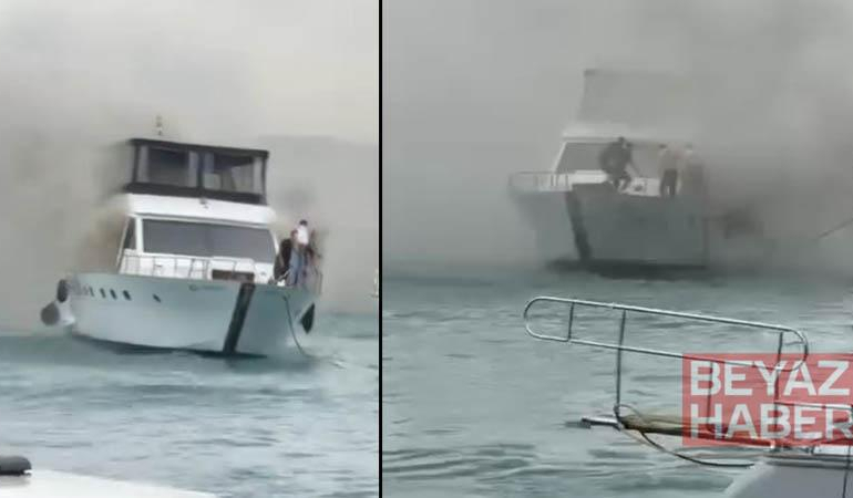 Bebek sahili açıklarında teknede yangın