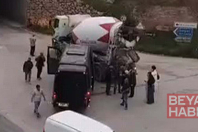 Beton mikseriyle tur minibüsü çarpıştı: 2 yaralı