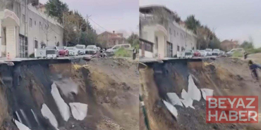 Beylikdüzü’nde inşaat çalışması sırasında yol çöktü