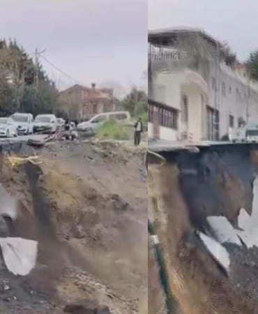 Beylikdüzü’nde inşaat çalışması sırasında yol çöktü