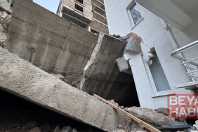 Nevşehir'de çöken istinat duvarı, öndeki apartmanda hasar oluşturdu