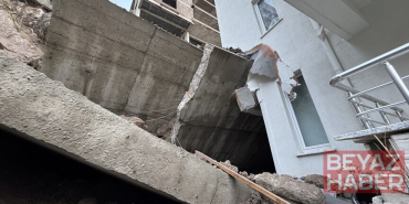 Nevşehir'de çöken istinat duvarı, öndeki apartmanda hasar oluşturdu