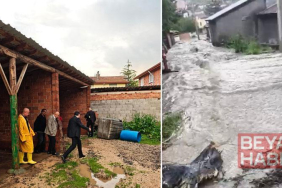 Sağanak sonrası dere taştı, bahçe ve ahırları su bastı