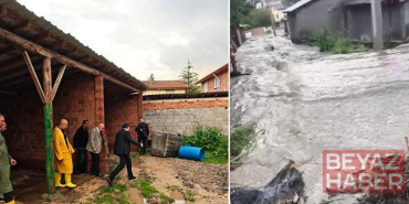 Sağanak sonrası dere taştı, bahçe ve ahırları su bastı