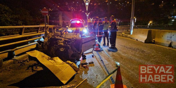 Otomobil, beton bariyere ve otomobile çarpıp takla attı: 1 yaralı