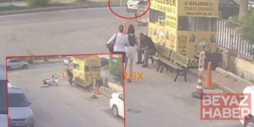 Yolda yürürken başına sineklik düşen kadın yaralandı; o anlar kamerada