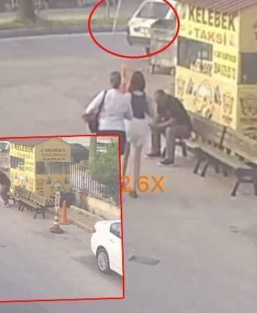Yolda yürürken başına sineklik düşen kadın yaralandı; o anlar kamerada