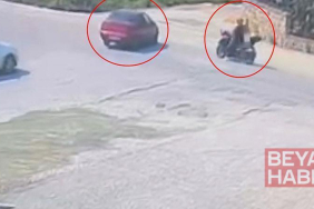 Otomobil ile çarpışan motosikletin sürücüsü yaralandı; kaza anı kamerada