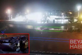 Alkollü olduğu öne sürülen sürücünün sıkıştırdığı otomobil, takla atıp bahçeye düştü; kaza anı kamerada