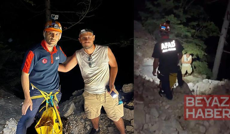 Manzara izlemek isterken mahsur kaldı, 8 saatlik operasyonla kurtarıldı
