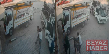 Sanayi sitesindeki tekmeli, yumruklu kavga güvenlik kamerasında