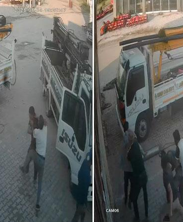 Sanayi sitesindeki tekmeli, yumruklu kavga güvenlik kamerasında