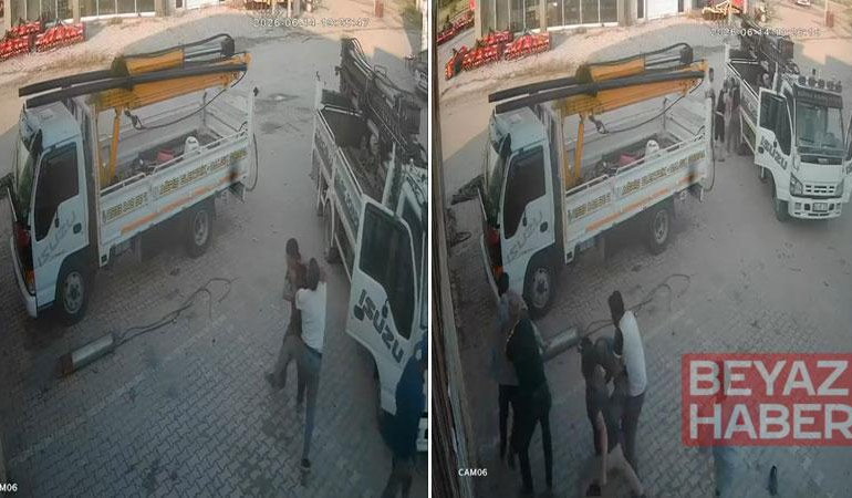 Sanayi sitesindeki tekmeli, yumruklu kavga güvenlik kamerasında