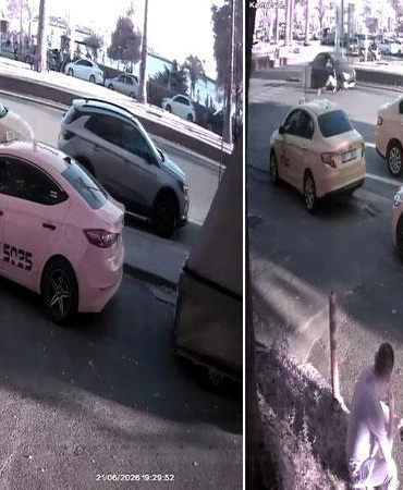 Otomobilin yayaya çarptığı kaza kamerada