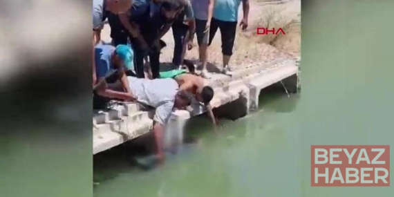 Sulama kanalında erkek cesedi bulundu: Çevredekiler iple bağlayarak köprü üzerine çekti