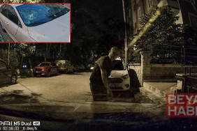 Komşusunun otomobiline tuğlayla zarar verdi, olay araç kamerasına yansıdı